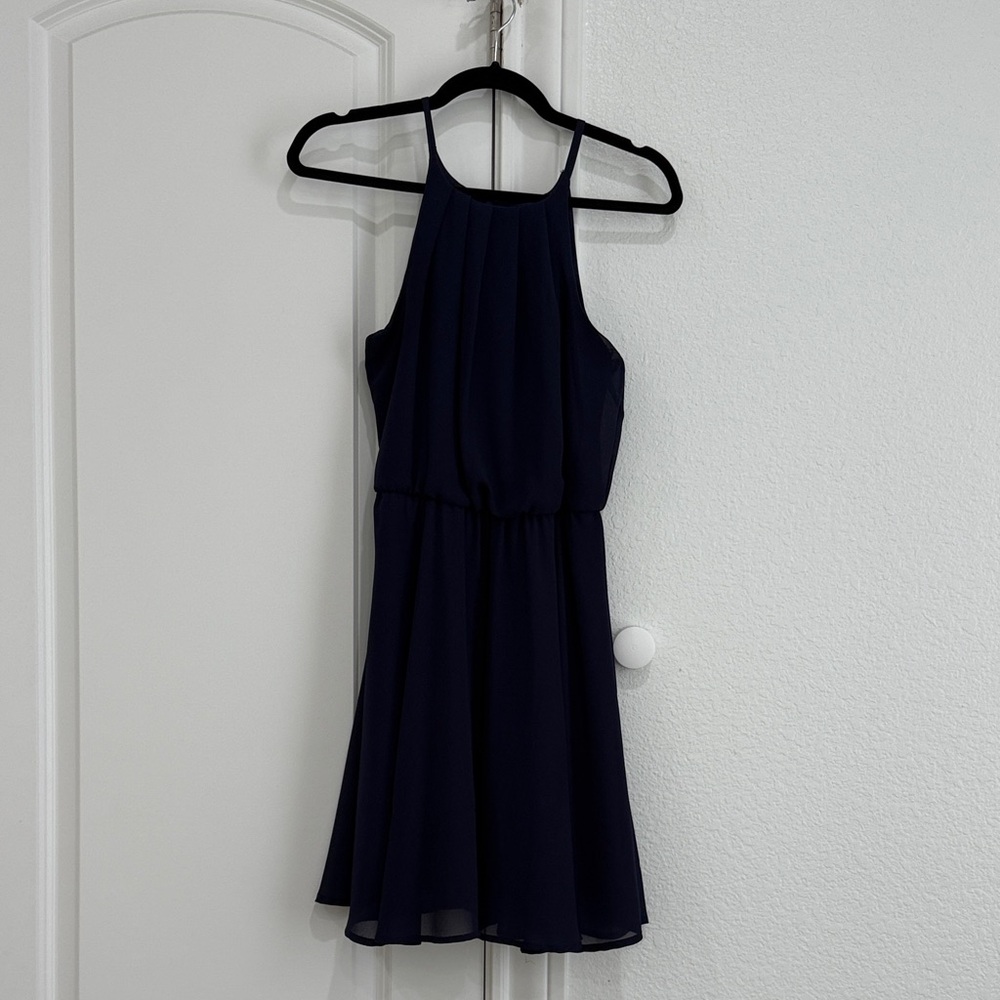 Blue Rain Navy Halter Mini Dress